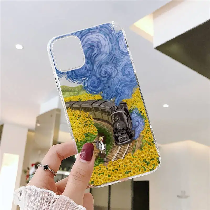 Coque Fleur Étoilée Van Gogh pour iPhone, Art Esthétique, Couverture Souple Transparente, iPhone 15 14 13 12 11 Pro Max 14 Plus X Xs Max Poly 8 7 Plus
