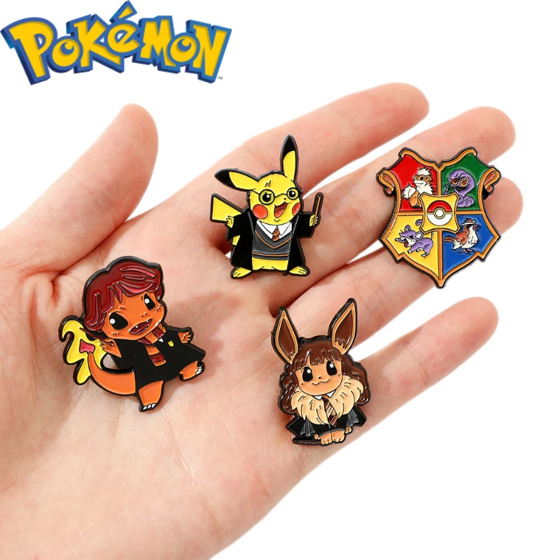 Pokemon Pikachu Eevee Charmander Cosplay Metal Brooch Anime Figure Decoration Clothes Backpack Chest Bag Badge Pin Kids Toy Gift