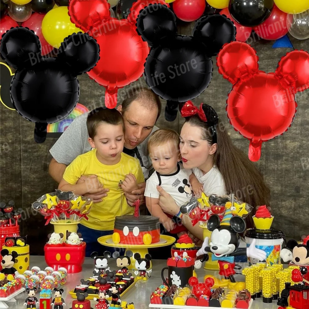 Mickey Mouse Aluminum Foil Balloons, Birthday Party Decoration, Kids Toys Supplies, Air Globos, Black, Red, Baby Shower, 24\
