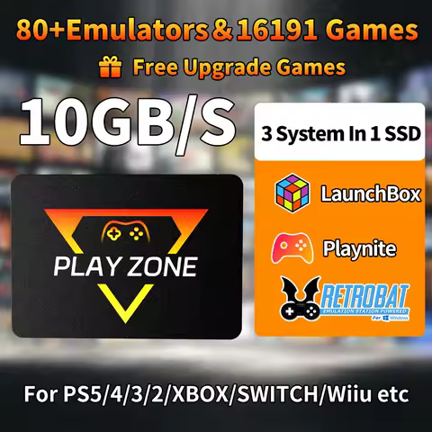 1T Retro Gaming SSD for PS5/PS4/XBOX ONE/SWITCH/PS3/PS2/WIIU/WII 80+Emulators Game Console 16191 Retro＆3D＆AAA PC Games 3 OS in