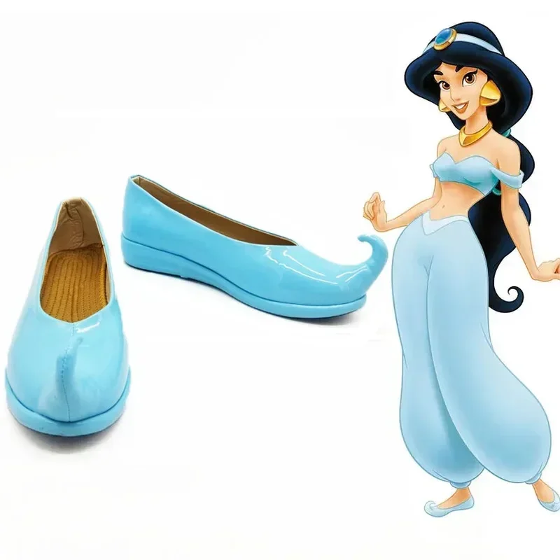 SN66 Anime Aladdin Cosplay Shoes Magic Lamp Princess Jasmine Shoes Indian Blue Shoes Costume Halloween Role Play Custom Made2@w$