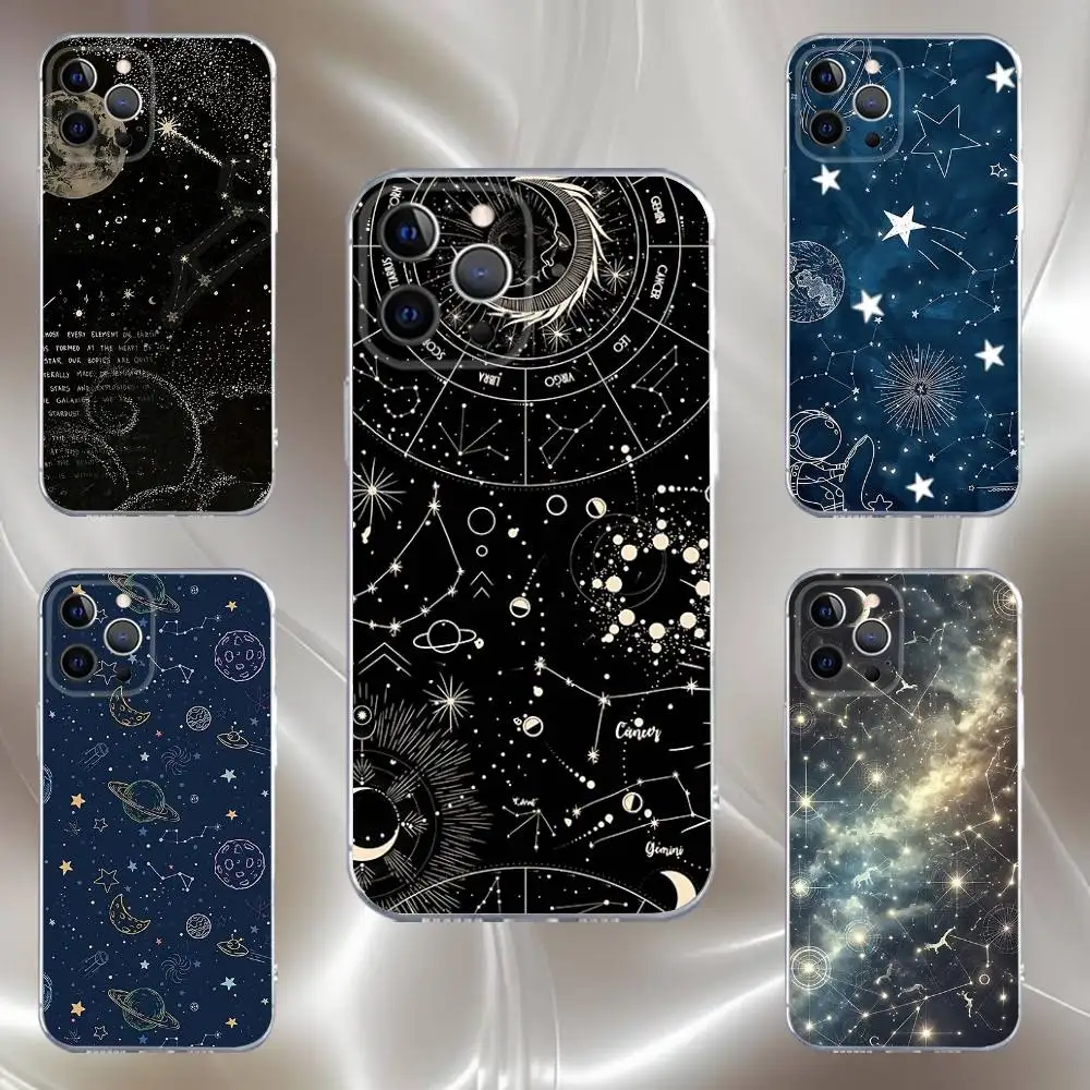 

Starry Night Constellations Phone Case For iPhone 16,15,14,13,12,11 Pro,Max,Plus,X,XS,XR,SE,Mini Transparent Silicone Soft