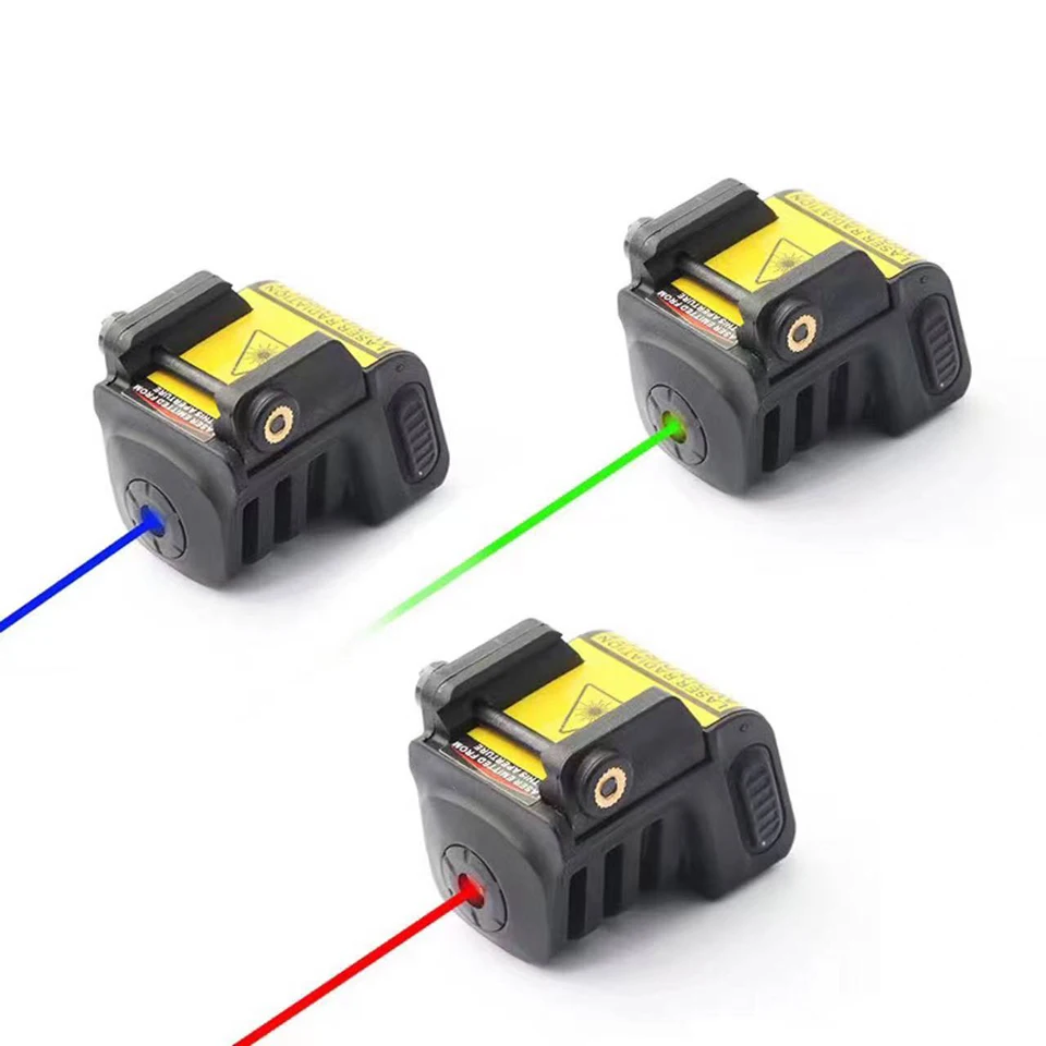 Tactical Laser Sight Red Green Blue Beam USB Rechargeable Compact Pistol Weapon Laser for Picatinny Rail with Built-in Battery