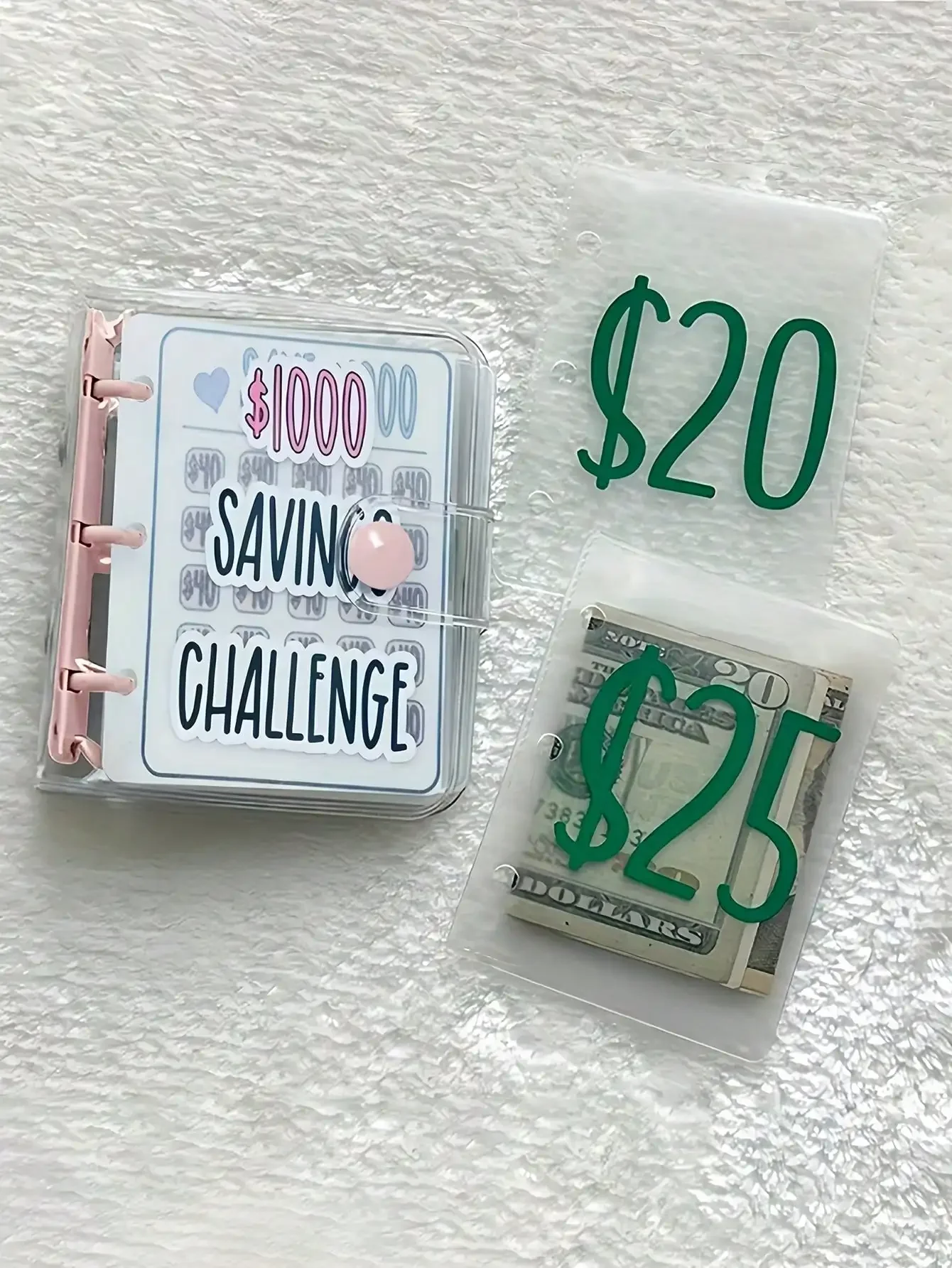 

100pcs Envelope Style Budget Challenge Loose Leaf Binder, Money Saving Binder, PU Leather Cash Organizer Notebook, Cash, Photo,