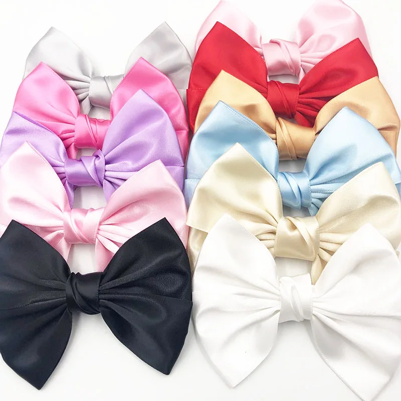 5pcs Big Satin Ribbon Bows Wedding Appliques Sewing Handmade Flowers B156