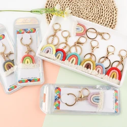 New 1Pc Fashion Bohemian Tassel Rainbow Keychain For Women Creative Design Cotton Handmade Key Chain Handbag Couple Gift