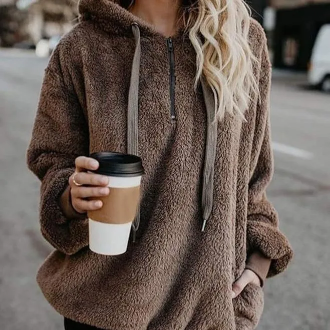 Loose Fit Hooded Hoodie with Long Sleeve Regular Length Commuter Style Patchwork Standard Length Casual Women Sweatshirt