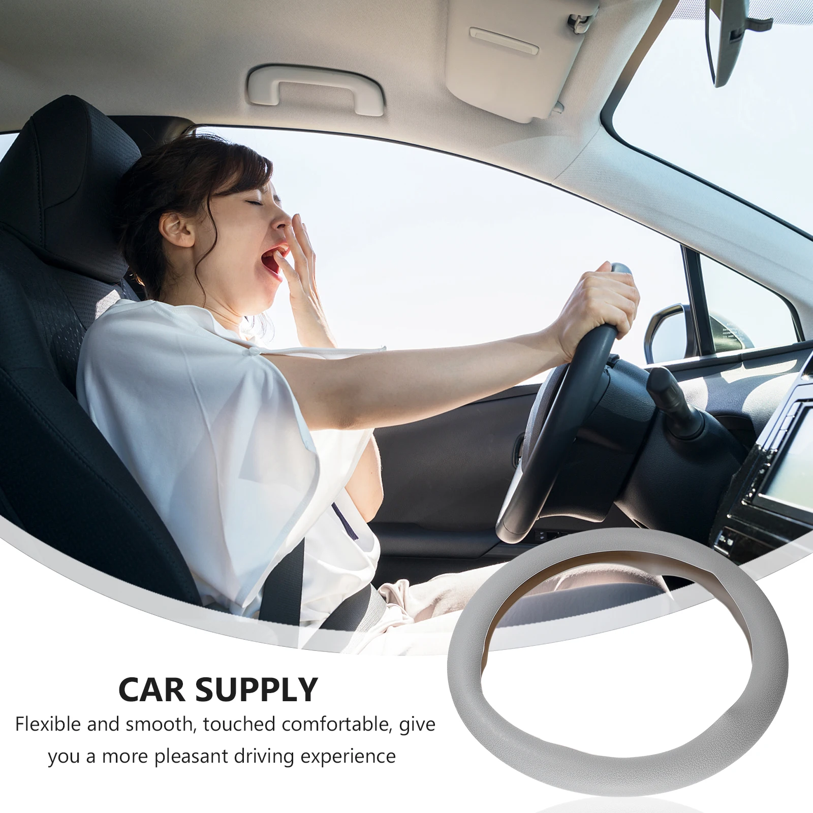 

Universal Cover Grey Silicone Car Accessory Protector Decor Durable Comfortable Easy Install Clean Steering Wheel Protector Auto