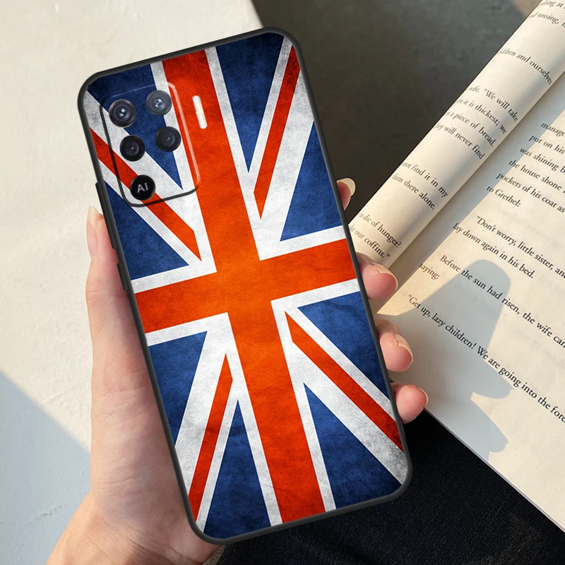 Funda de bandera de Reino Unido de Inglaterra británica para OPPO A16, A15, A5, A9, A31, A53, A53S, A1K, A3S, A5S, A52, A72, A83, A91, A93, A54, A74, A94