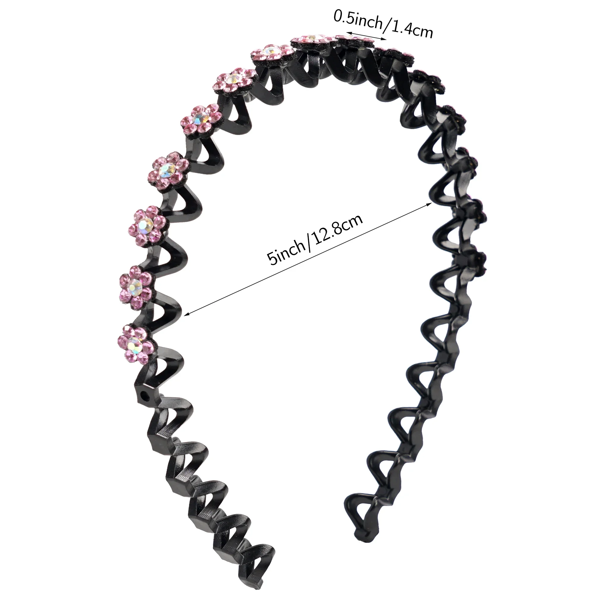 4Pcs Non-slip Rhinestone Headbands Solid Wave Hairbands for Women Girls Bezel Fashion Hair Hoop Ladies Boutique Hair Accessories