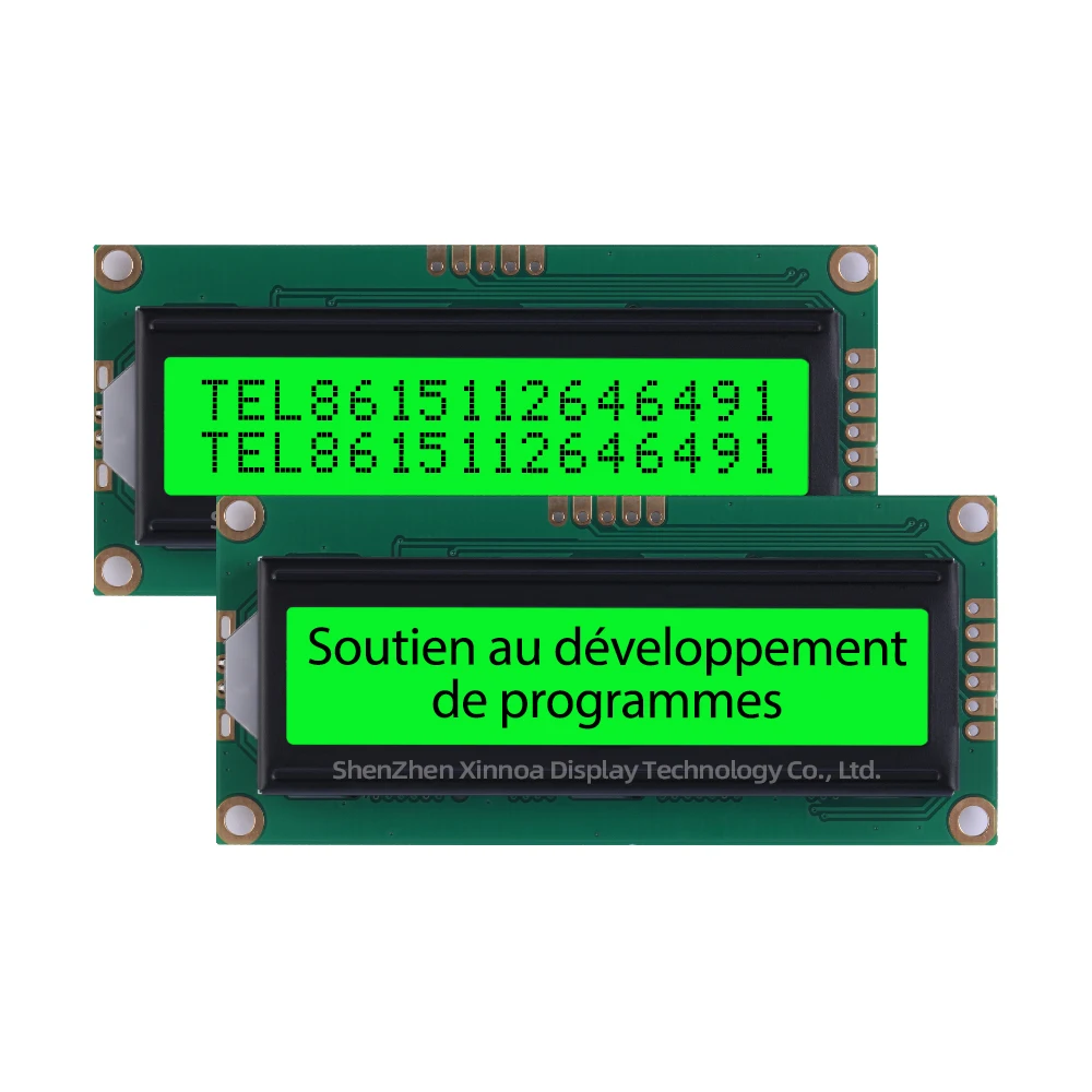 Tela LCD de caráter europeu, AIP31068, filme verde, apoiando o desenvolvimento do esquema IIC, porta serial I2C, 2x16, 1602A-19