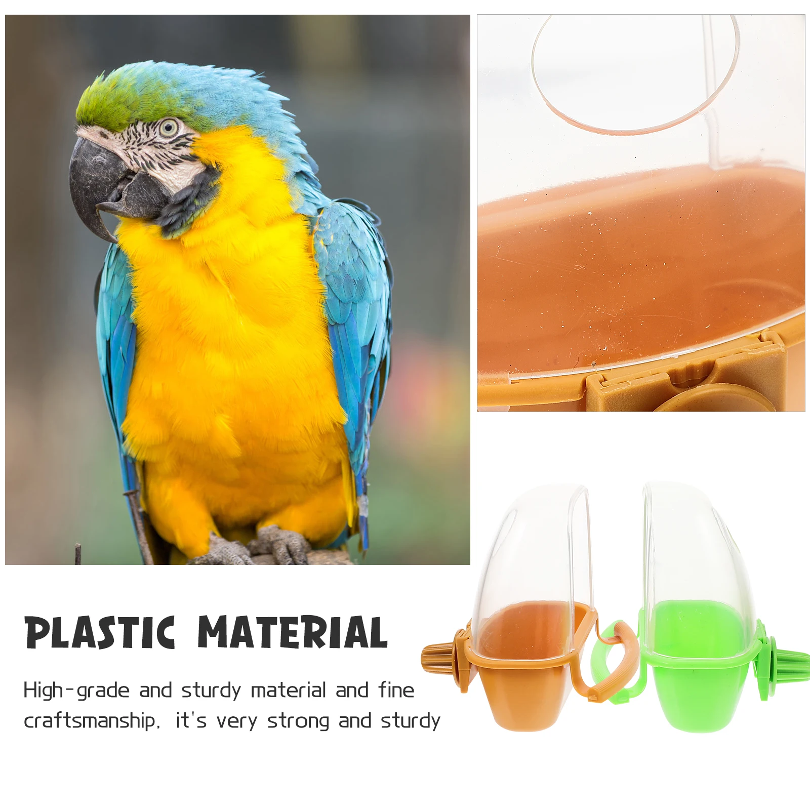 

2 Pack Bird Feeder Bowls Cage Yellow Green Rabbit Pigeon Parrot Hamster High Capacity Easy Install Water Dispenser Pet Supplies