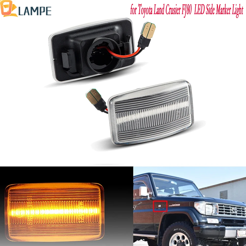 2PCS Dynamic Turn Signal Lamp Side Marker Light for Toyota Land Crusier FJ80 1990-2006 Corolla Wangon 1990-1995 Lexus LS400