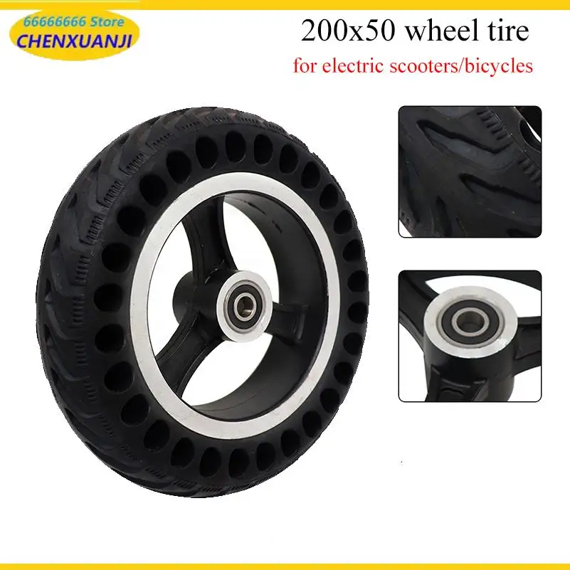 Roues alvéolées 200x50 à trous traversants, pneus en caoutchouc anti-explosion pour trottinette électrique