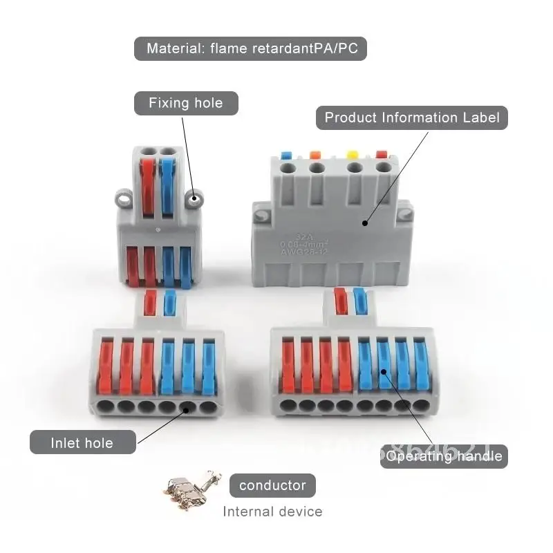 

1 in multiple out Quick Wiring Connector Universal Splitter wiring cable Push-in Can Combined Butt Home Terminal Block SPL 222