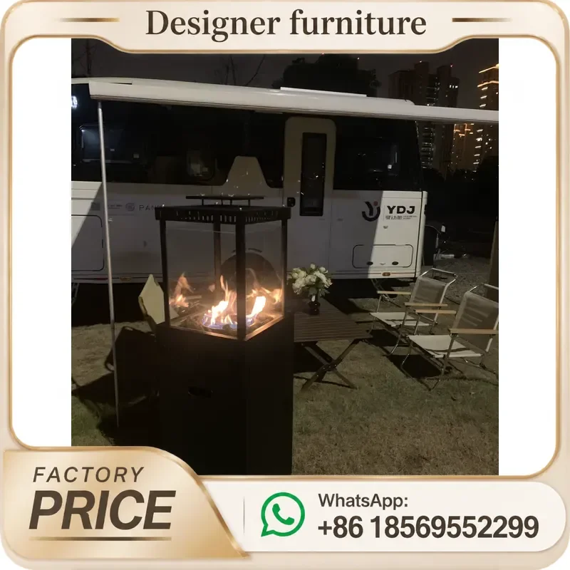 Portable Outdoor Firepit Gas Heater With Wheels Steel Patio Garden Camping Warmth