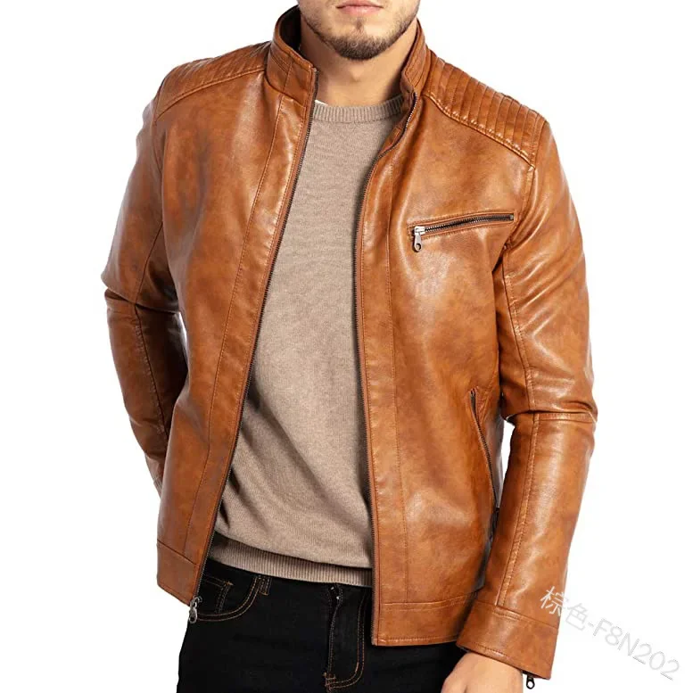 Leather Jacket Streetwear Casual Blazer Jackets Men Leather Suit Jacket Slim Blazer Pu Coat Fashion Male Outerwear Zipper Coat - Image 6