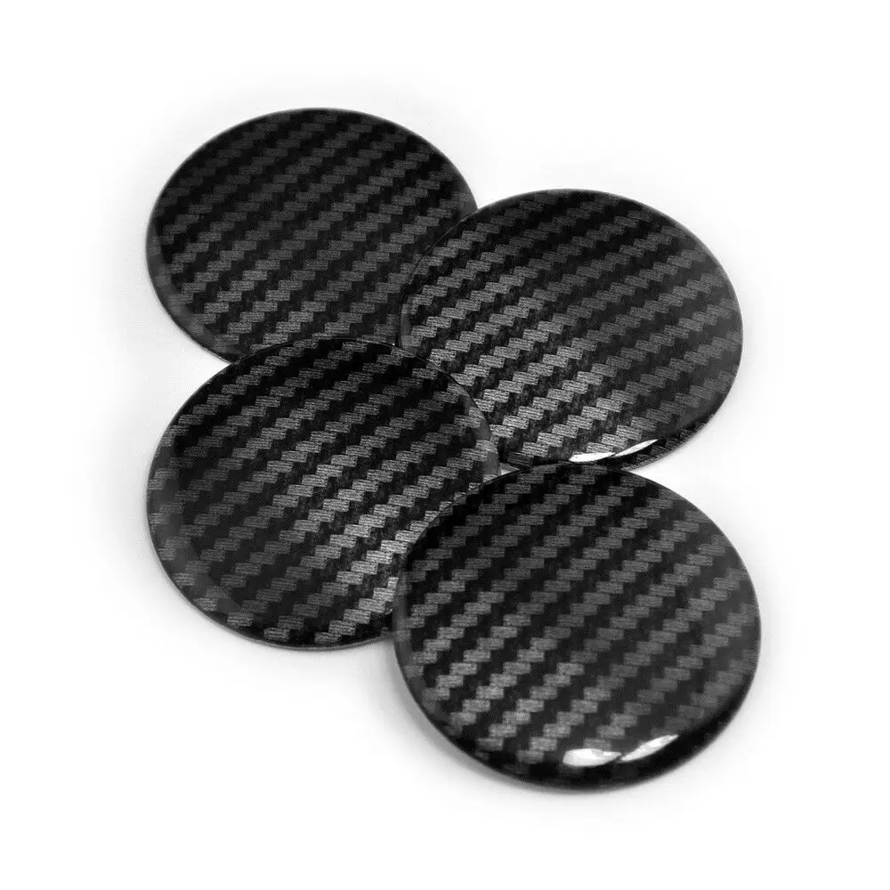 Carbon Fiber Stickers Center Cap Hub Pattern 50mm Aluminum Cover Decor Emblem Exterior Stripe Style Wheel 4pcs