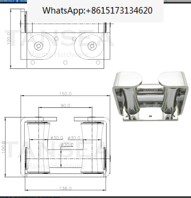 Sealux Stern Fairlead Anchor Roller Bow Chock Heavy Duty Marine Stainless Steel 316 for Yacht Boat