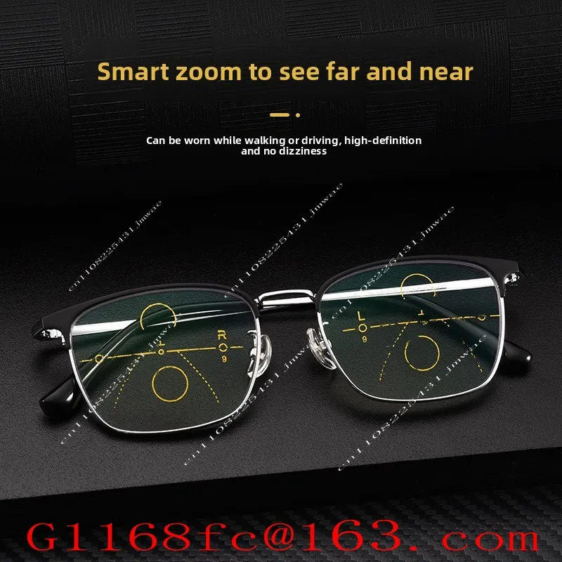You Can Look Far and Near, and Gradually Multifocal Anti-blue Light Business Men's Two-color Fashion Reading Glasses in The Body