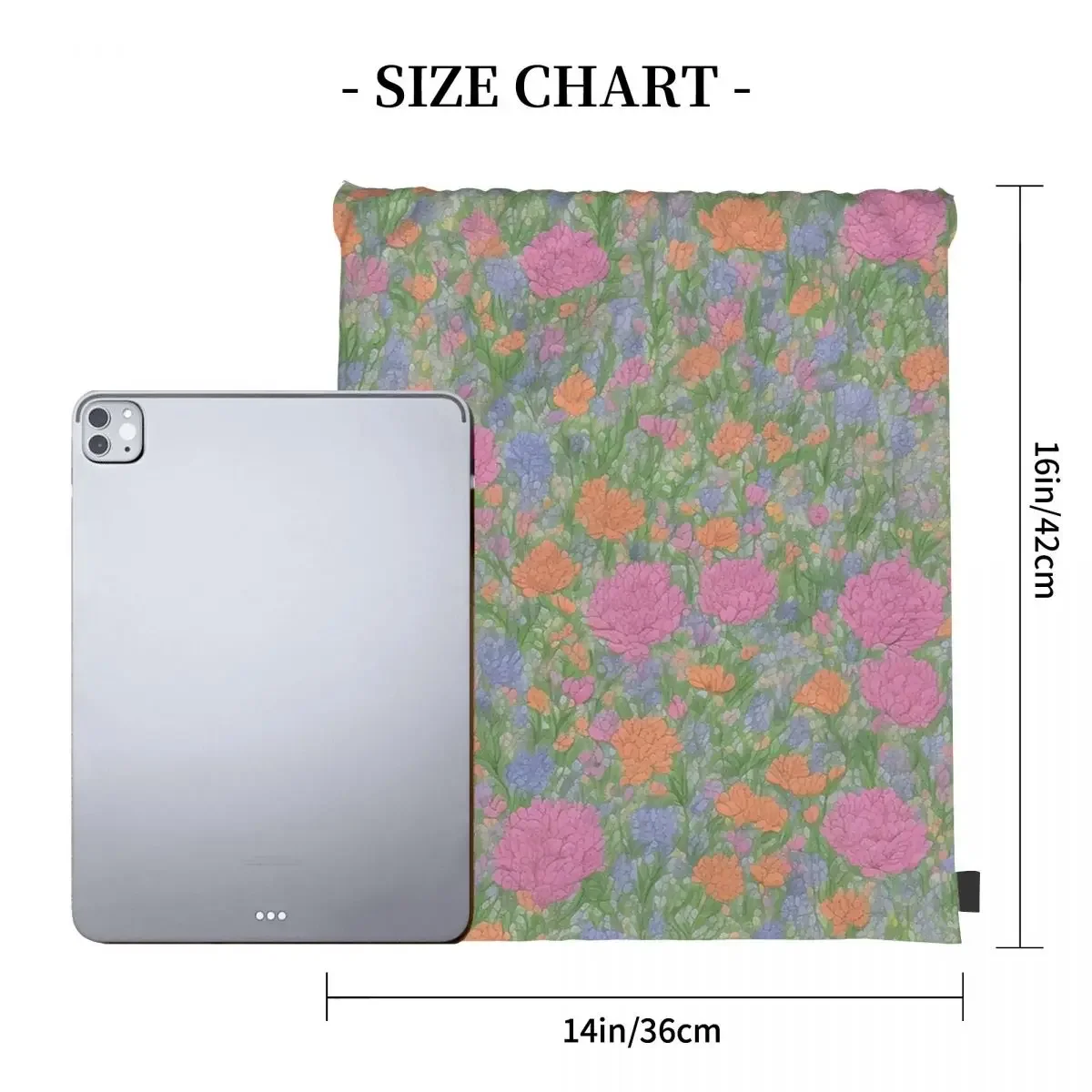 AI Generated Flower Pattern #6 Backpacks Portable Drawstring Bags Drawstring Bundle Pocket Shoes Bag BookBag For Travel School