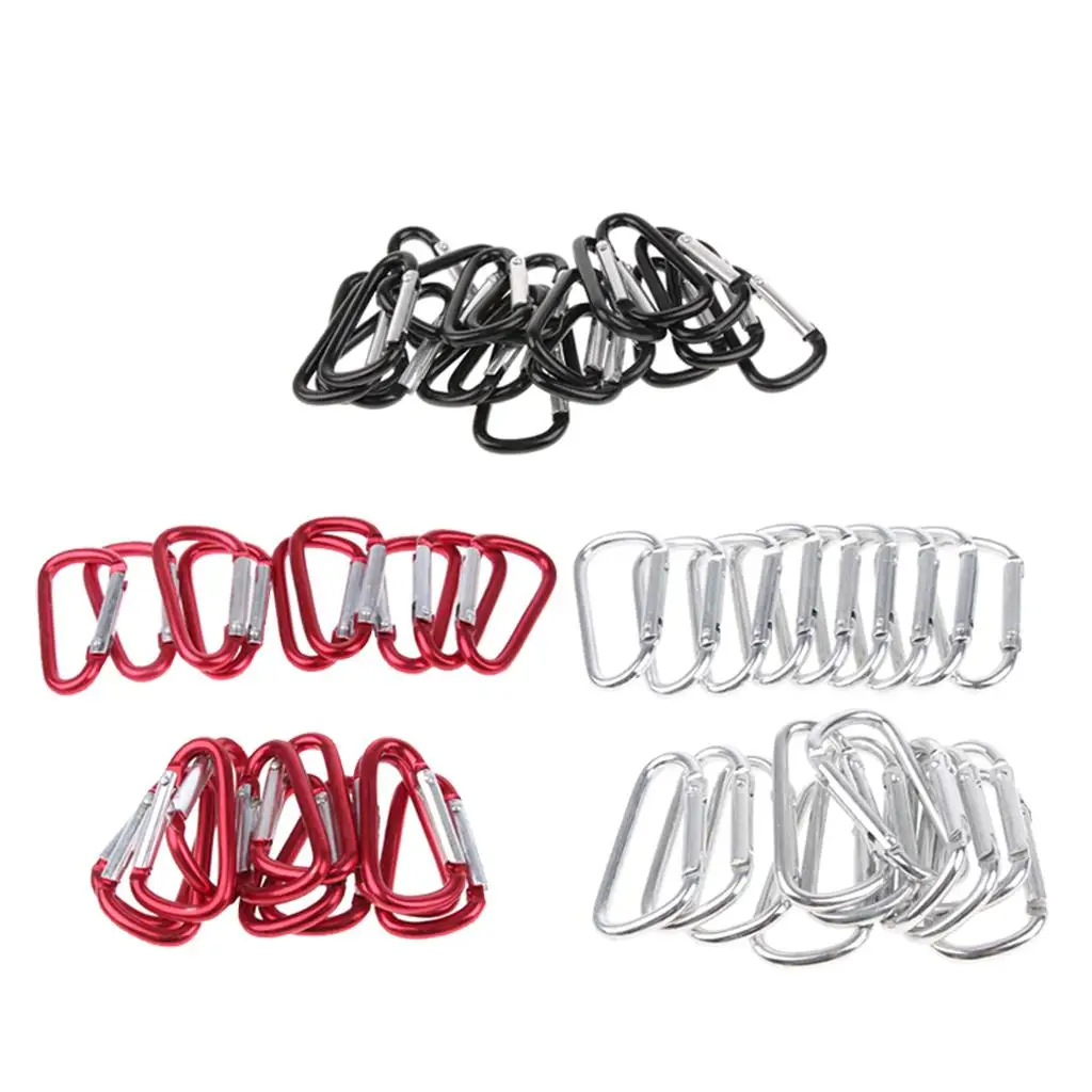 20Pcs Multiuse Aluminum Alloy Carabiner D Shaped Hook Chain