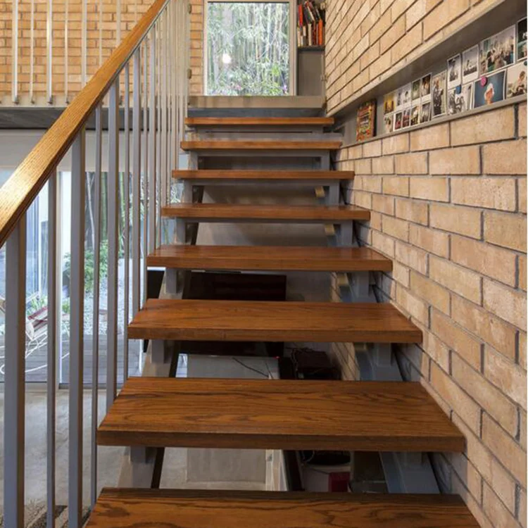 التصميم الإبداعي درابزين الدرج الخشبي درابزين جودة عالية مستقيم درج شعاع واحد كلاسيكي درج داخلي فقي #2