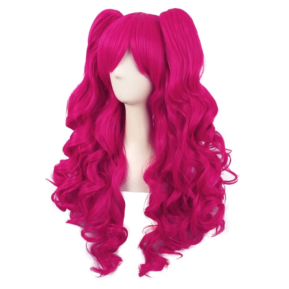 HAIRJOY Synthetic Hair  Wavy Pink Ponytail Wig for Jean Cosplay Game Princess  Anime Wigs with Hair Pigtails Bangs Halloween Wig