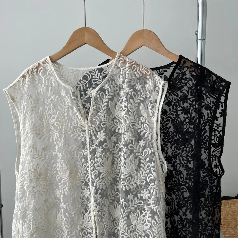 Vestido retrô de renda jacquard feminino, fundo oco, capa em camadas de alto grau, primavera, verão, novo, CT2391, 2024