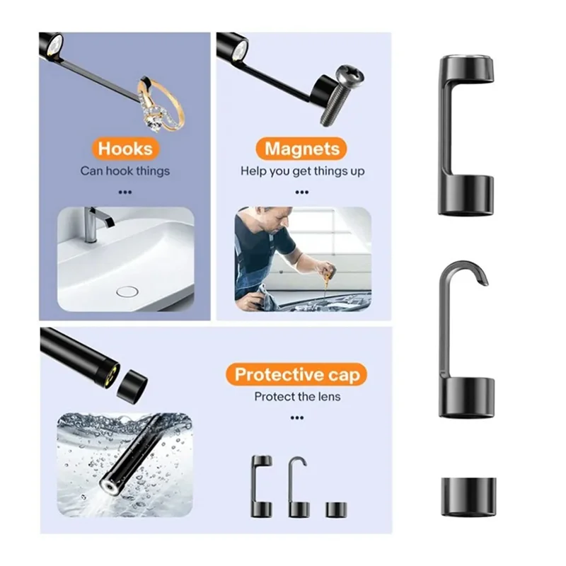 

8Mm Dual Lens WIFI Endoscope 1080P Scope Snake Camera With 6 LED IP67 Waterproof Inspection Camera For Android/IOS Phone Durable