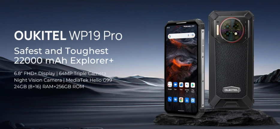 

OUKITEL WP19 PRO, CPU G99 120Hz 6.8-inch, super cost-effective 4G three proof smartphone, 8GB RAM, 256GB ROM