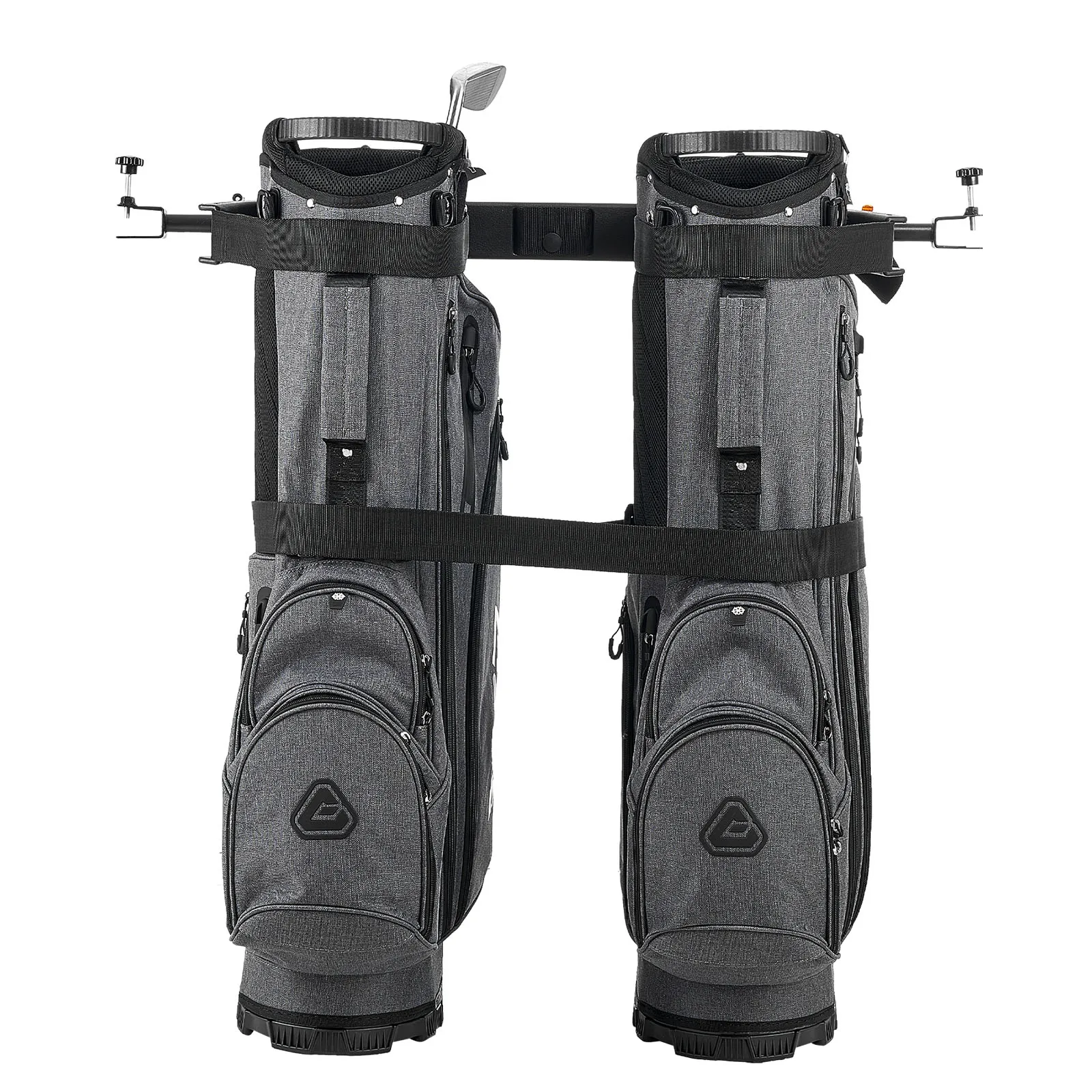 

SucceBuy Golf Cart Bag Holder 53.9x7.7x2.4 In with Strap Compatible with Most 2+2 Golf Cart Rear Seat with 1.2-Inch Square Tubes