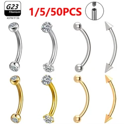1/10 pz G23 piercing in titanio sopracciglio ASTM-F136 zircone orecchino all'ingrosso filo interno sopracciglio gioielli