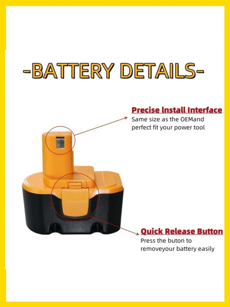 Battery for screwdriver RYOBI 14.4V 4.8 Ah Ni-Mh RY6201 RY6202 130224010 130224
