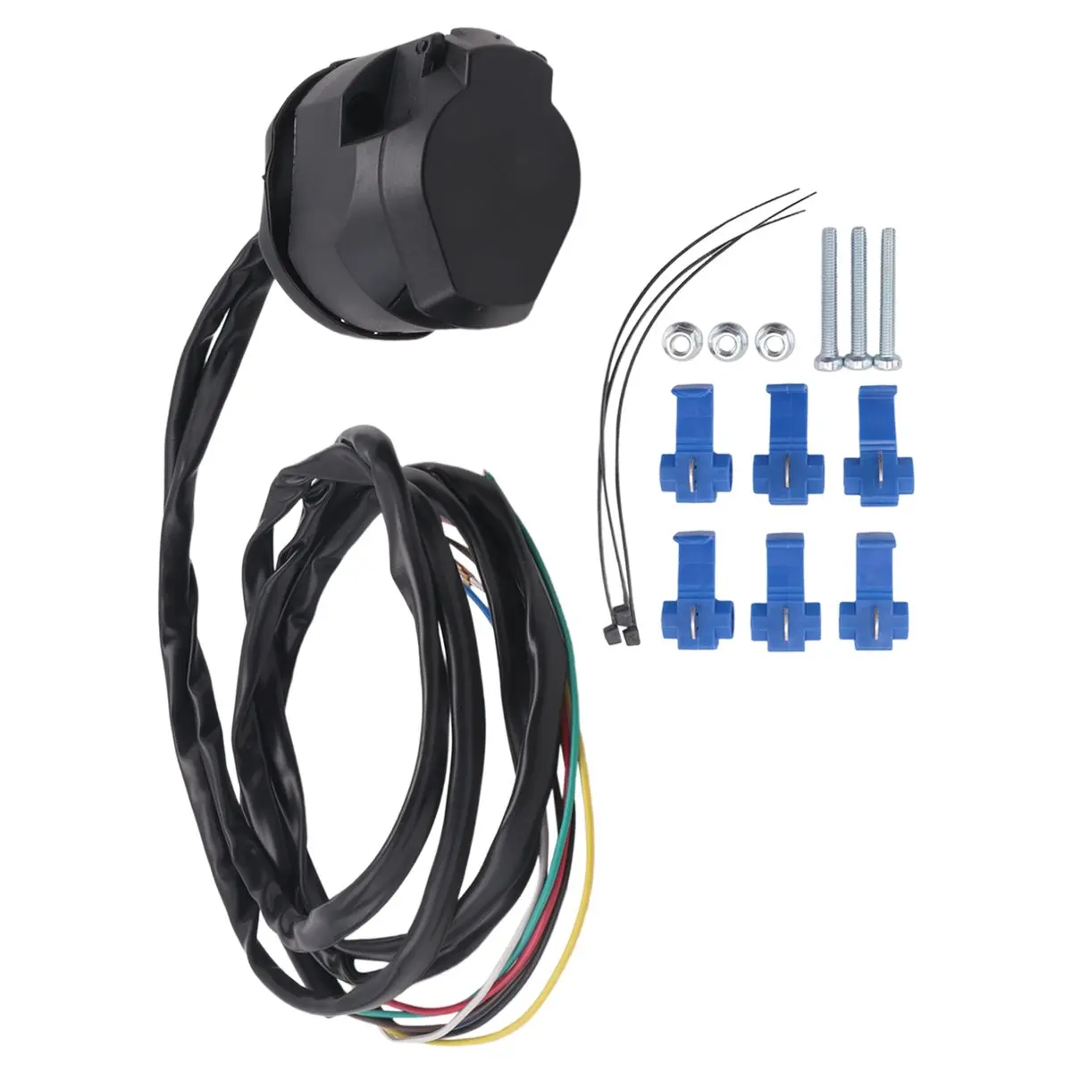 #23V Trailer Socket Cable,TIROL New 7 Pin Trailer Socket Cable 1.5M Wire for Car Trailer Wiring (black)
