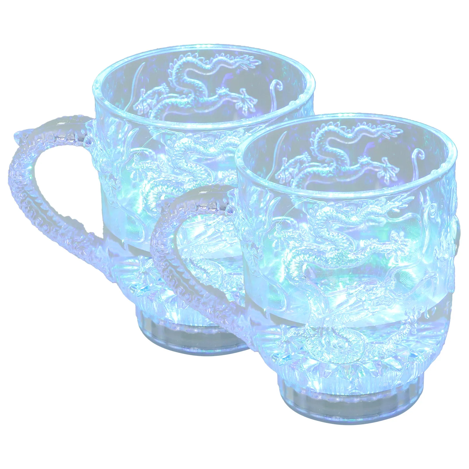 

2Pcs LED Flashing Mug Insulated Glitter Coffee Cups Lids Glass Light Up Sensitive Mugs Color Changing Gifts