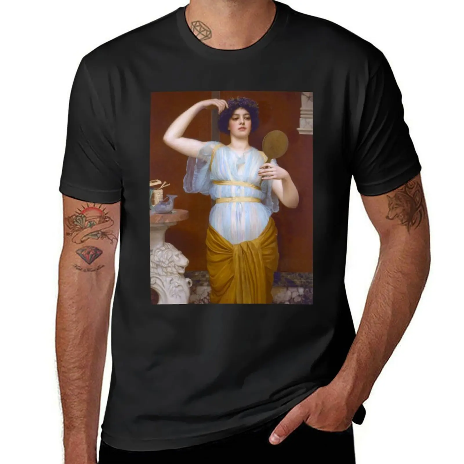 Lone, circa 1893 and 1900, John William Godward. T-Shirt anime cute tops sweat clothes for men