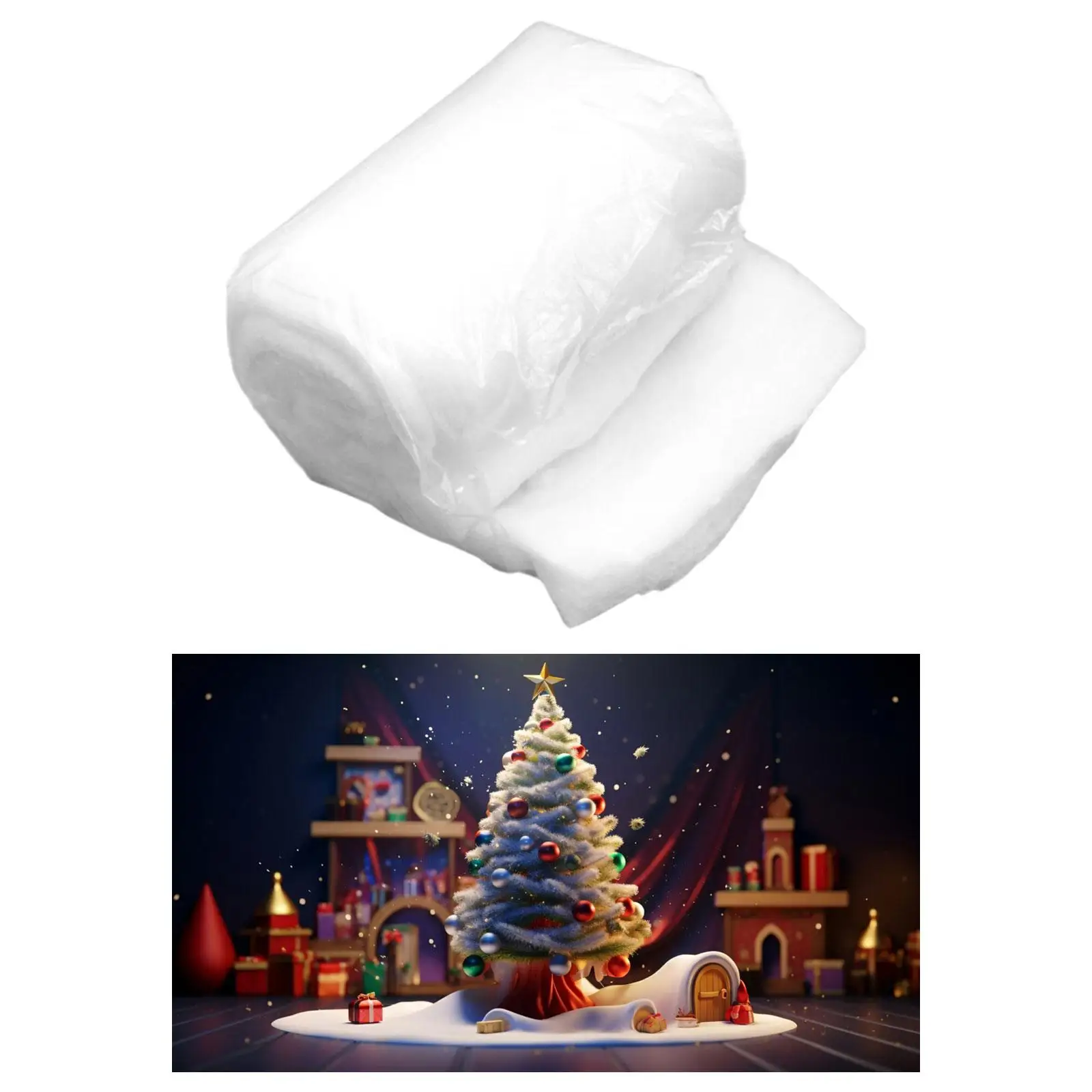 Christmas Snow Blanket Roll Photo Prop Thickened Artificial Snow Carpet for Tree Skirt Home Party Holiday New Year Decoration