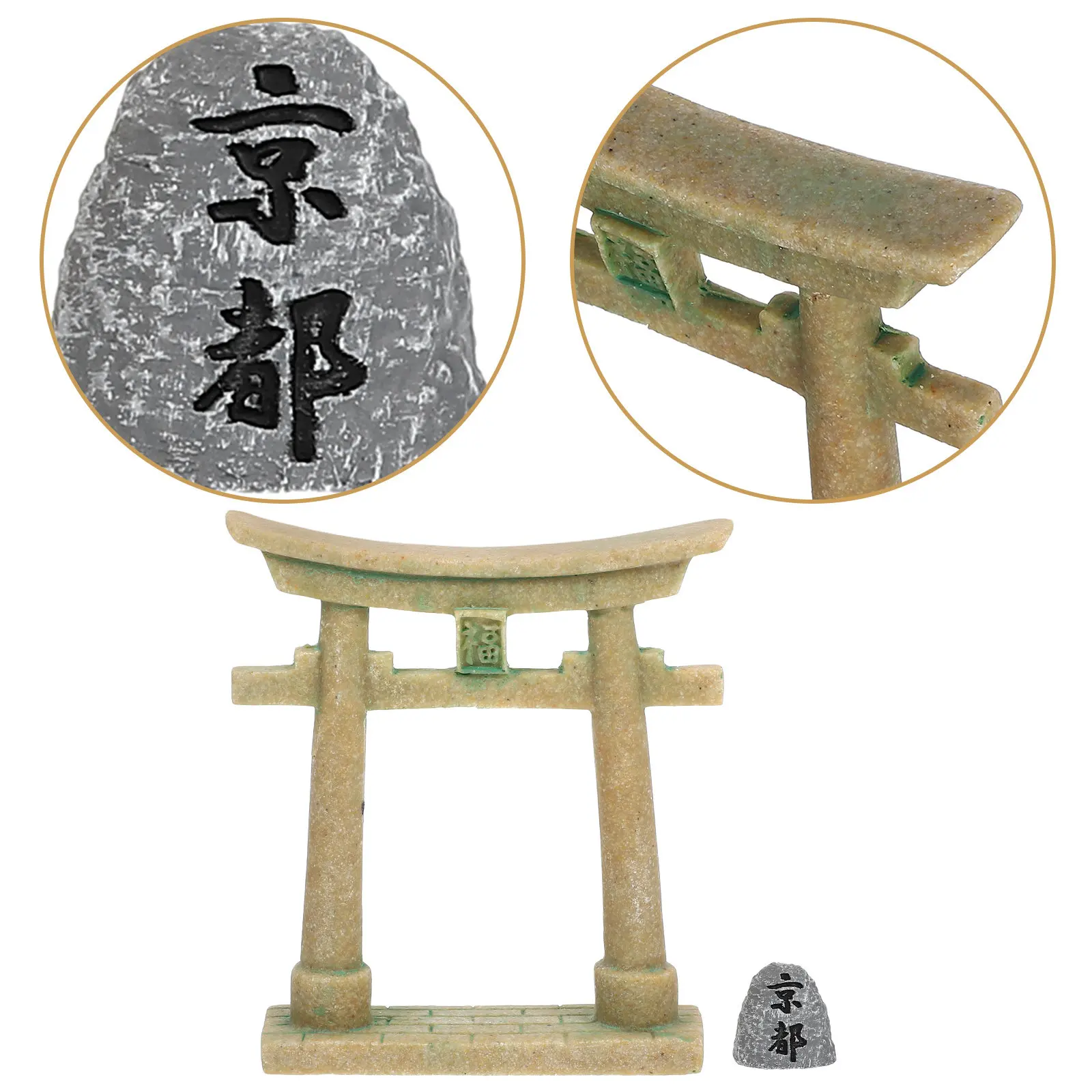 Miniature Japanese Torii Gate Resin Shinto Shrine Gate Kyoto Stone Aquarium Decoration Fish Tank Bonsai Garden Landscape