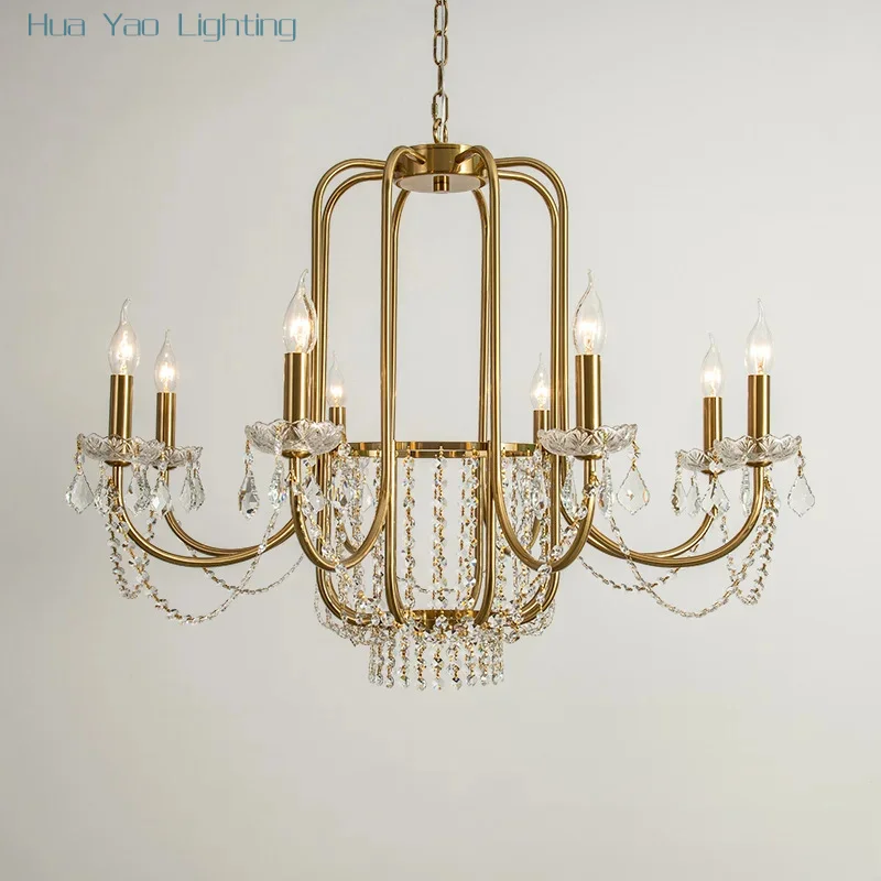 American crystal chandelier French light luxury designer restaurant candle lamp bedroom lamp atmospheric living room lamp