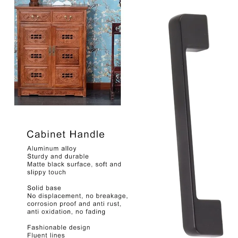 8 Pieces Drawer Handles Aluminum Alloy Matte Black for Kitchen Drawers Sliding Doors and Cupboards