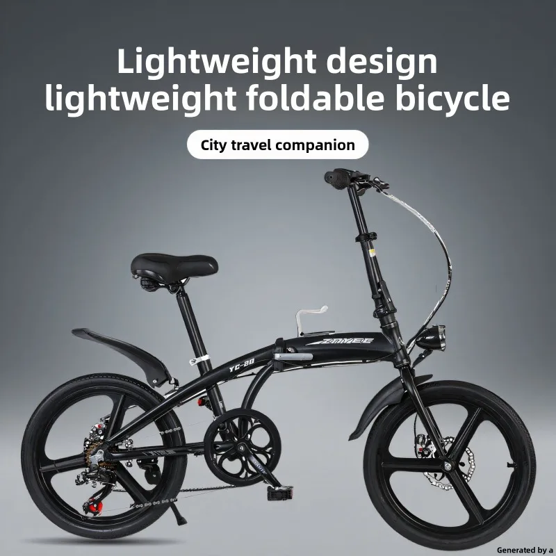 

Aluminum Alloy Folding Gears Disc Brake Bicycle 20 Inch Adults Teens Students City Commuter Folding Bike Road Bike Travel Bike