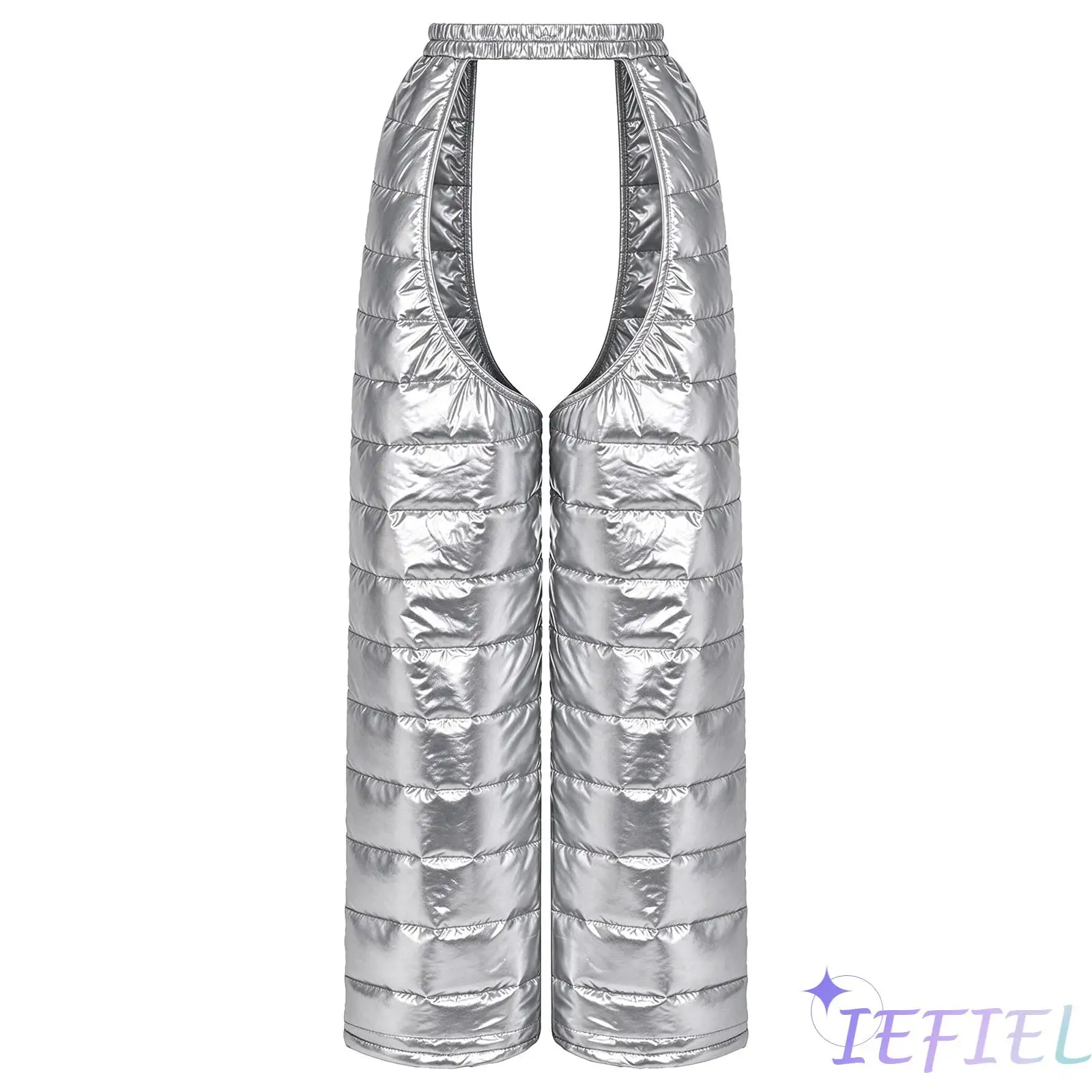Women Carnival Club Trousers Water Resistant Padded Pants Elastic Waistband Open Crotch Pants for Stage Performance Rave Party