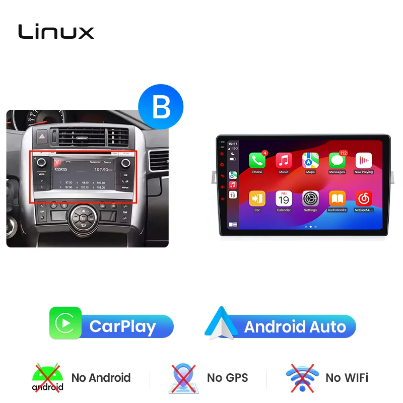 Junsun draadloze CarPlay Android Auto autoradio voor Toyota Verso (ZGR20/AUR20) 2009-2018 met ingebouwde koelventilator, Android GPS navigatie, multimediaspeler, WiFi, DSP, RDS, BT, SWC, IPS