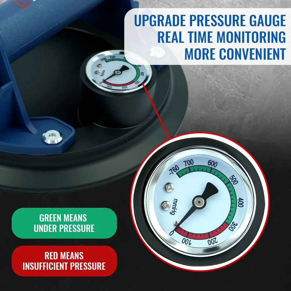 

NEW Hand Pump Tile Suction Cup 250 kg Load For Adsorb Glass/Marble/Board/Tiles Handling with Pressure Gauge & Dust-proof Cover