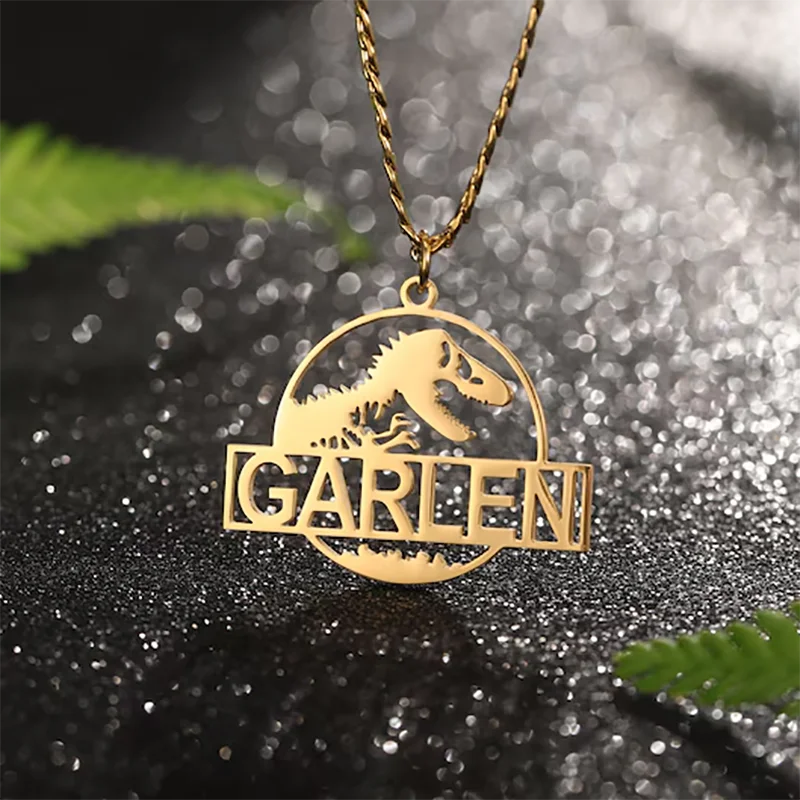 

DHQH Wholesale Customized Dinosaur Name Necklace Personalized Tyrannosaurus Rex Exquisite Pendant Necklace Commemorative Gift