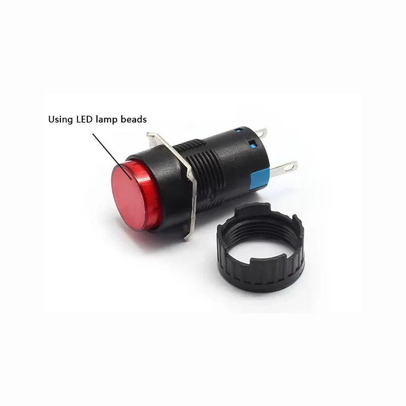 Round 16mm Square AD16 Indicator Light/Signal Lamp with Solder Pins (Push-button Type)