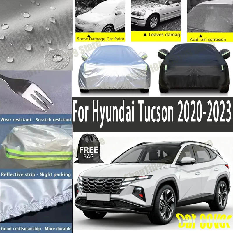 

For Hyundai Tucson 2020-2023 Outdoor Waterproof Snowproof Sunshade Car Cover 210T Custom Protection Storm Hood