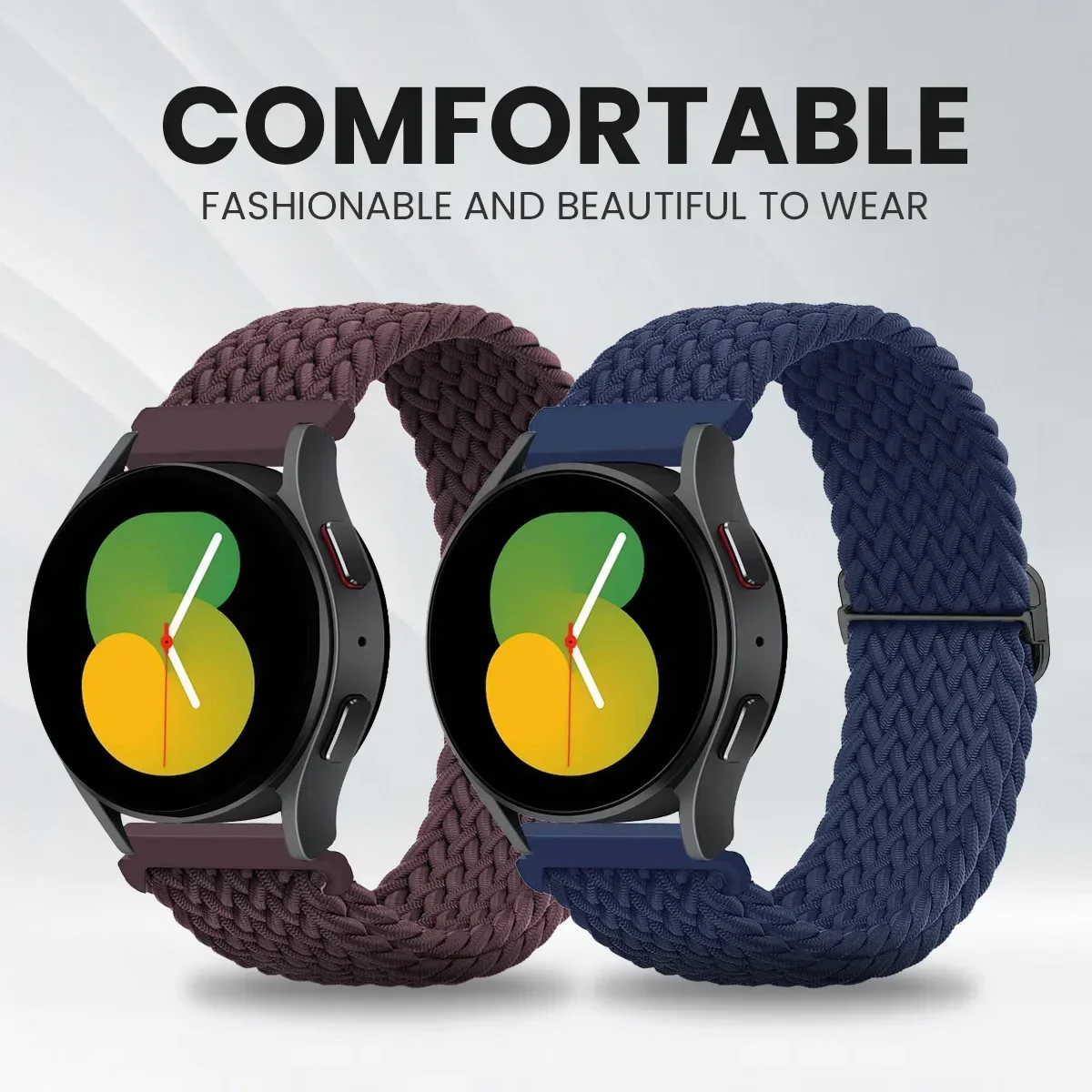 Elastic Nylon Strap for Samsung Galaxy Watch 7 6 5 4 6 4Classic 20mm Braided Solo Band for Huawei Watch GT5 3 4Pro 22mm Bracelet