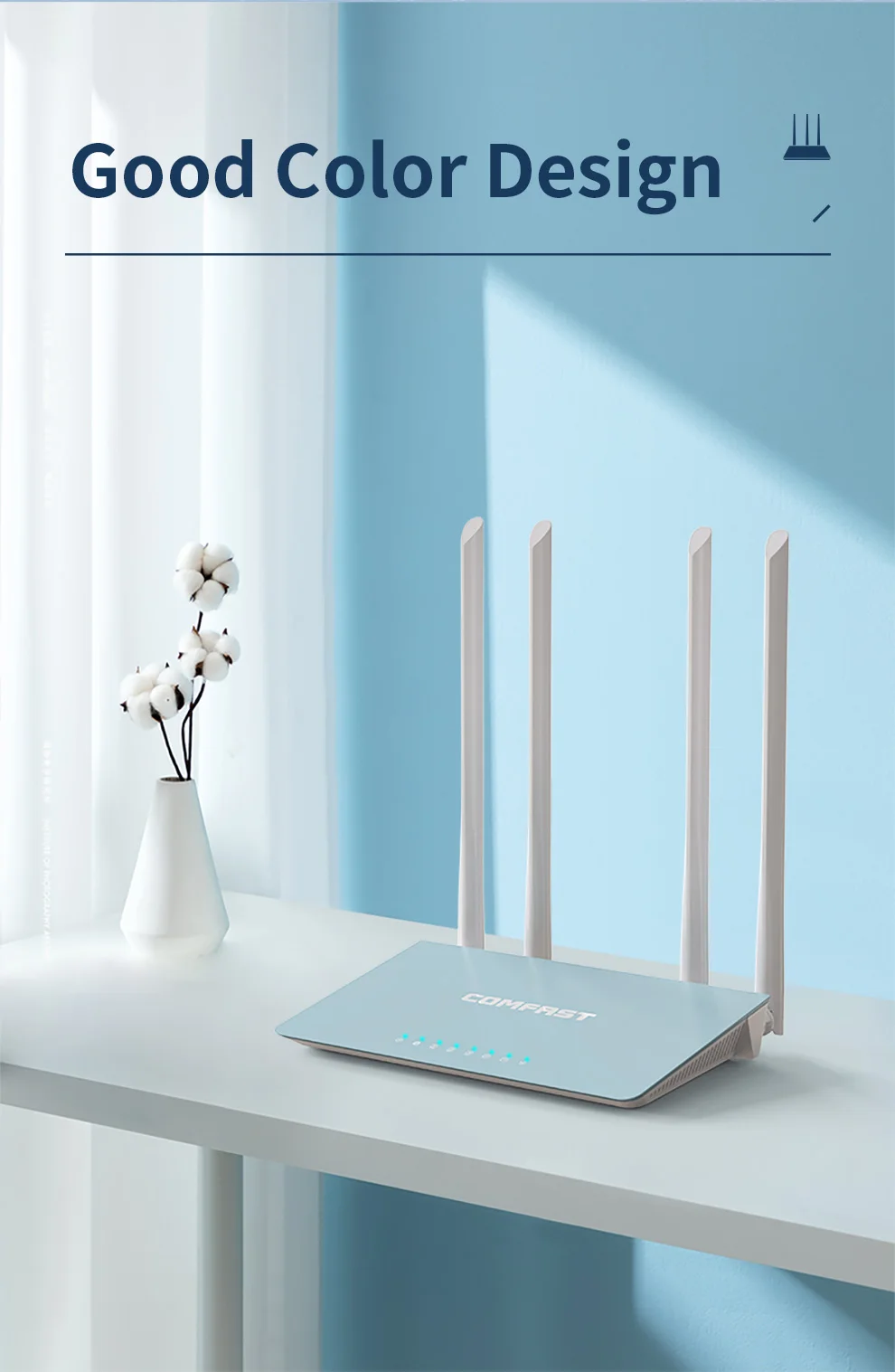 CF-WR616AC V2 600Mbps WiFi Router, 4 External Antennas, Dual-Band 2.4G/5GHz, WPA2 Security, 4 LAN Ports, WPS, Easy Setup